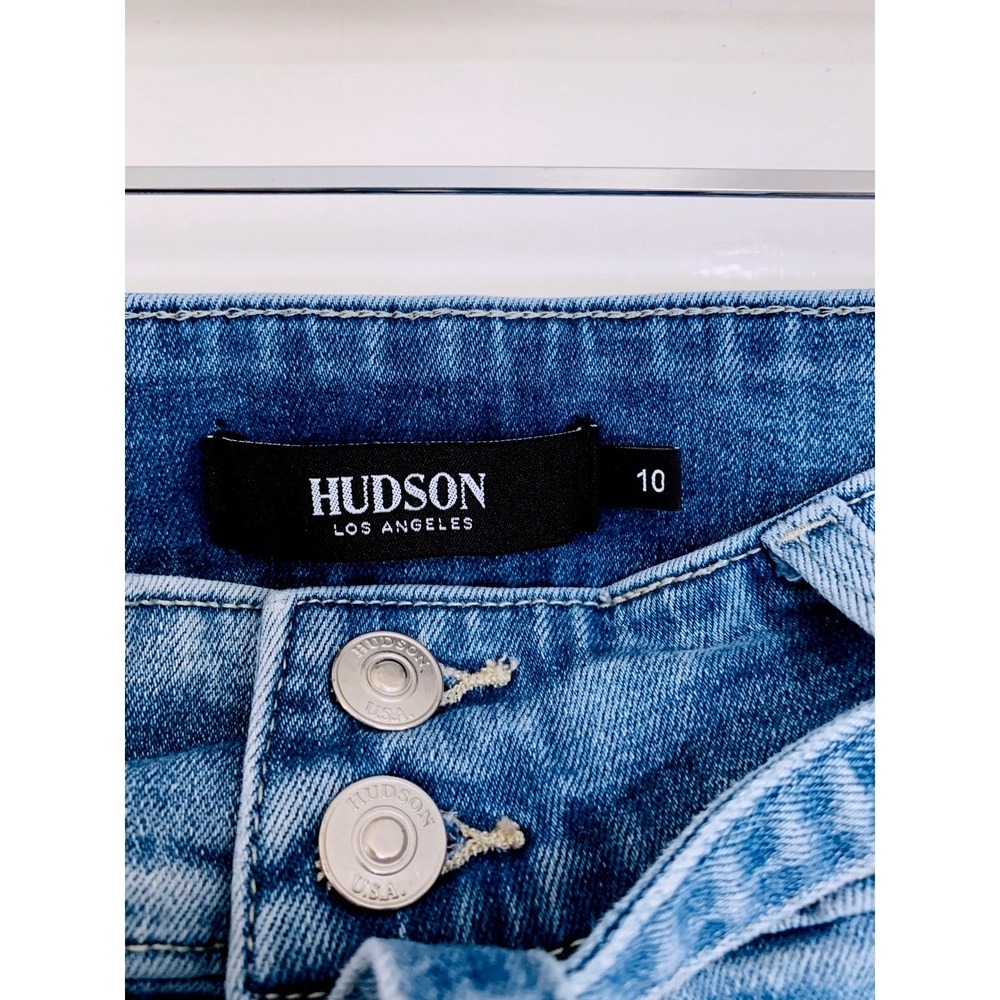 Hudson Cropped High Waist Tie Waist Wide Leg Jeans Medium Blue Size 10 30 - Picture 5 of 16